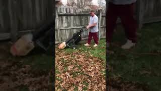 Redneck ingenuity at it finest! My Dad making his own leaf vacuum!