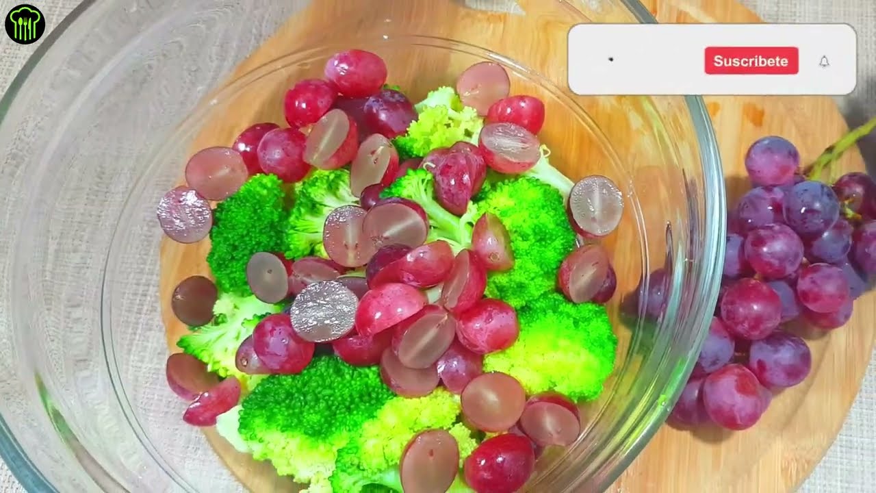 🥦🍇 Cómo Hacer Ensalada de Brócoli con Uvas, Queso y Bacon 🥓🧀 #recetafacil #recetas