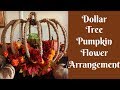 Dollar Tree Fall Crafts: Dollar Tree Pumpkin Wreath Form Flower Arrangement