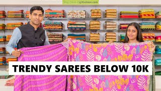 New Trendy Sarees Collection In 10000. Sarees in Budget Range, Printed, Silk, Linen Sarees,