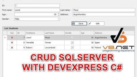 [DEVEXPRESS] How to Add, Edit, Delete CRUD SQLSERVER C# | Laptrinhvb.net