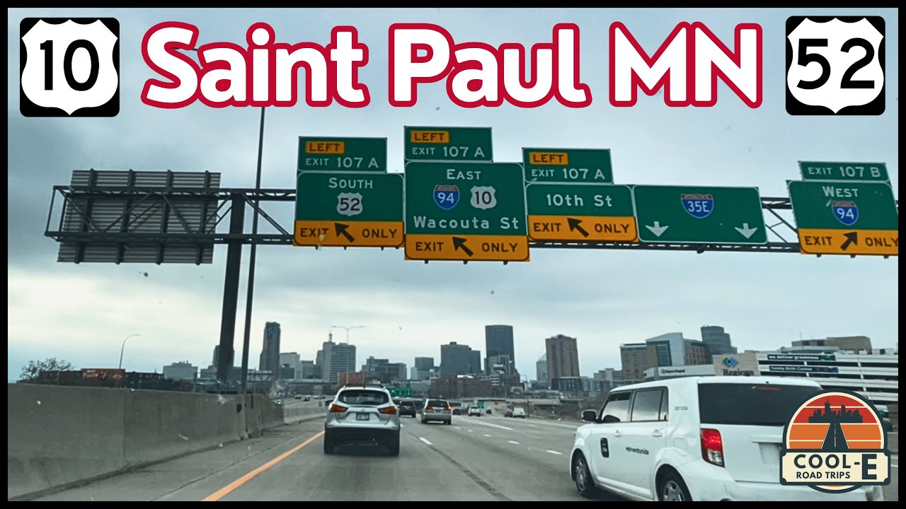 Поездка через Сент-Пол, штат Миннесота, по трассе US-10 EB до трассы US-52 EB.