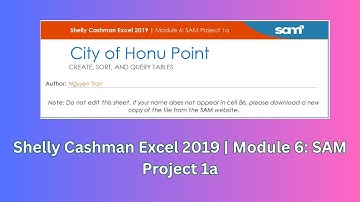 Module 6: SAM Project 1a | Shelly Cashman Excel 2019 #module6 #samproject1a #shellycashmanexcel2019