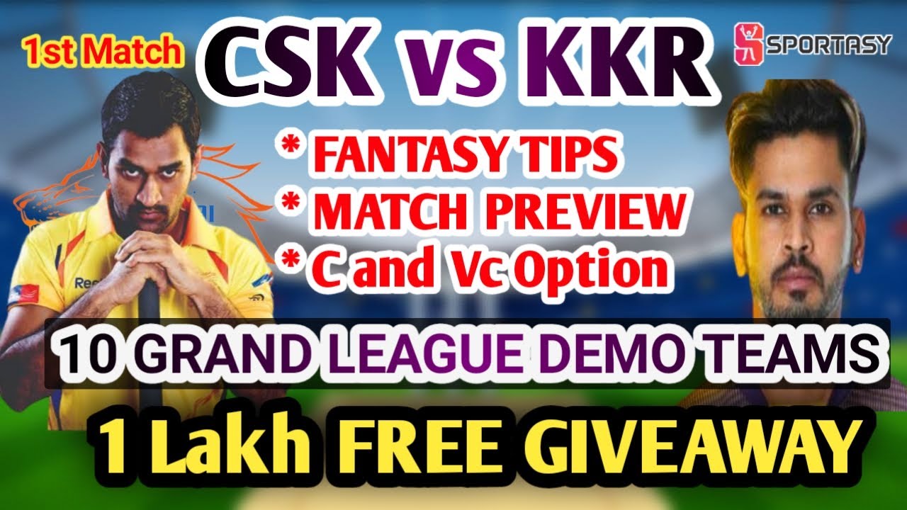 CSK vs KKR IPL 1st MATCH 10 Grand League Demo Teams TAMIL | Captain,Vice-captain Option Fantasy Tips