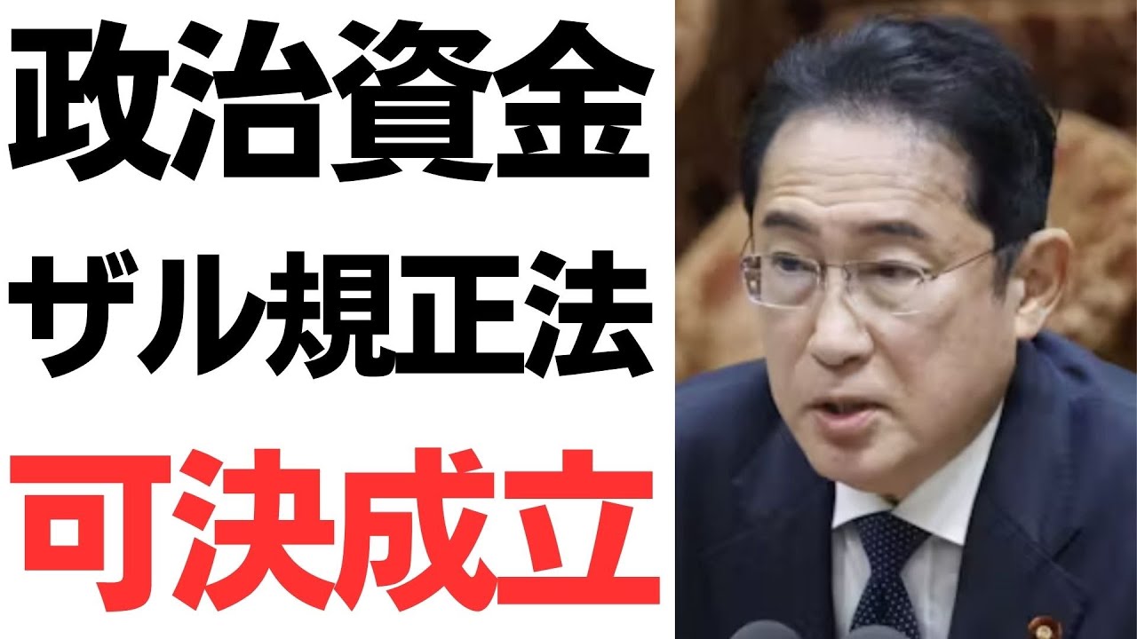 政治資金規正法改正案の成立を扱う動画のサムネイル