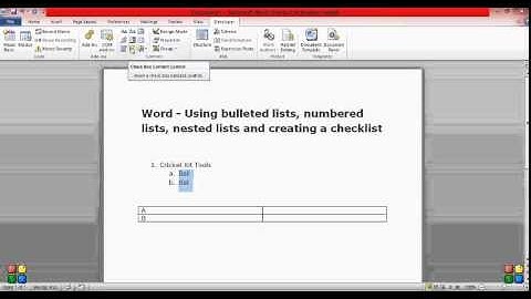 Word - Using bulleted lists, numbered lists, nested lists and creating a checklist