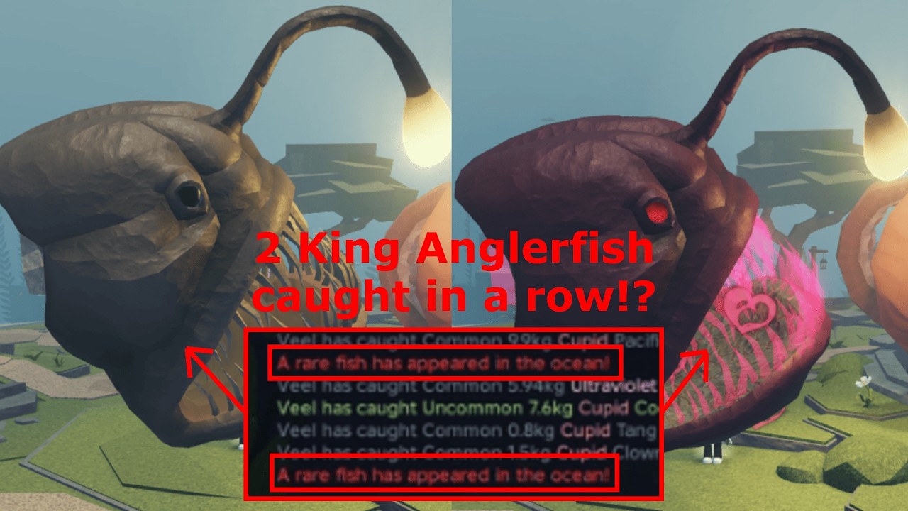 Catching 2 Mythical King Anglerfish in a row in Abyss Roblox