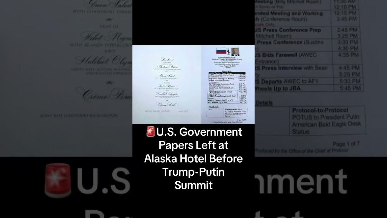 U.S. Government Papers Left at Alaska Hotel Before Trump-Putin Summit