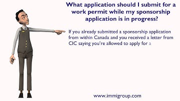 What application should I submit for a work permit while my sponsorship application is in progress?