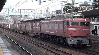 【4K】JR鹿児島本線　EF81-406号機牽引　貨物列車　香椎駅通過