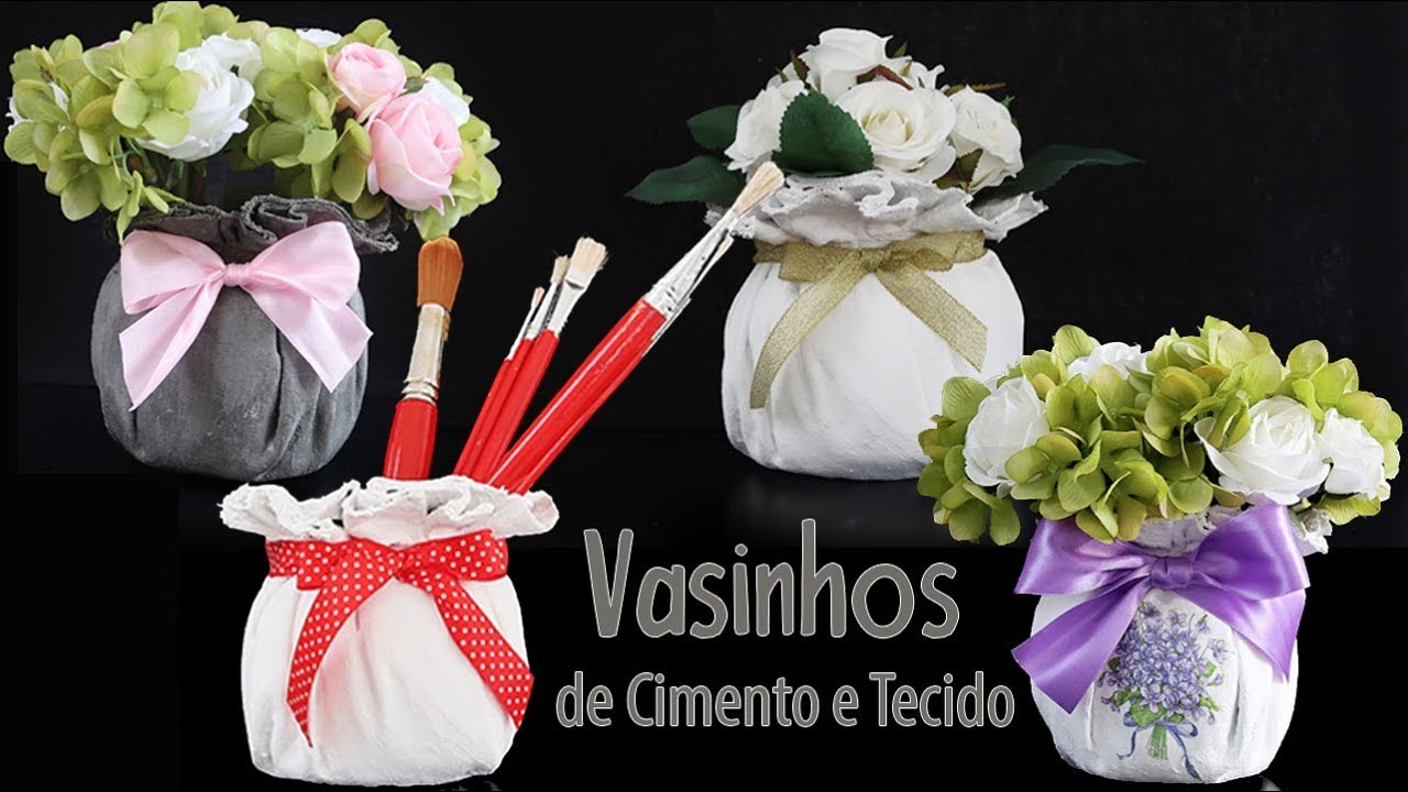 Diy, VASO de Cimento e Tecido