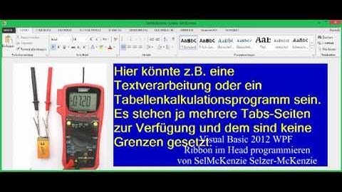 Visual Basic WPF Ribbon im Head programmieren von SelMcKenzie Selzer-McKenzie