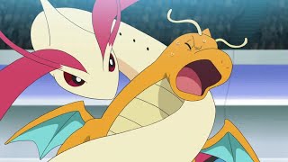 Cynthia's Milotic Defeats Iris's Dragonite