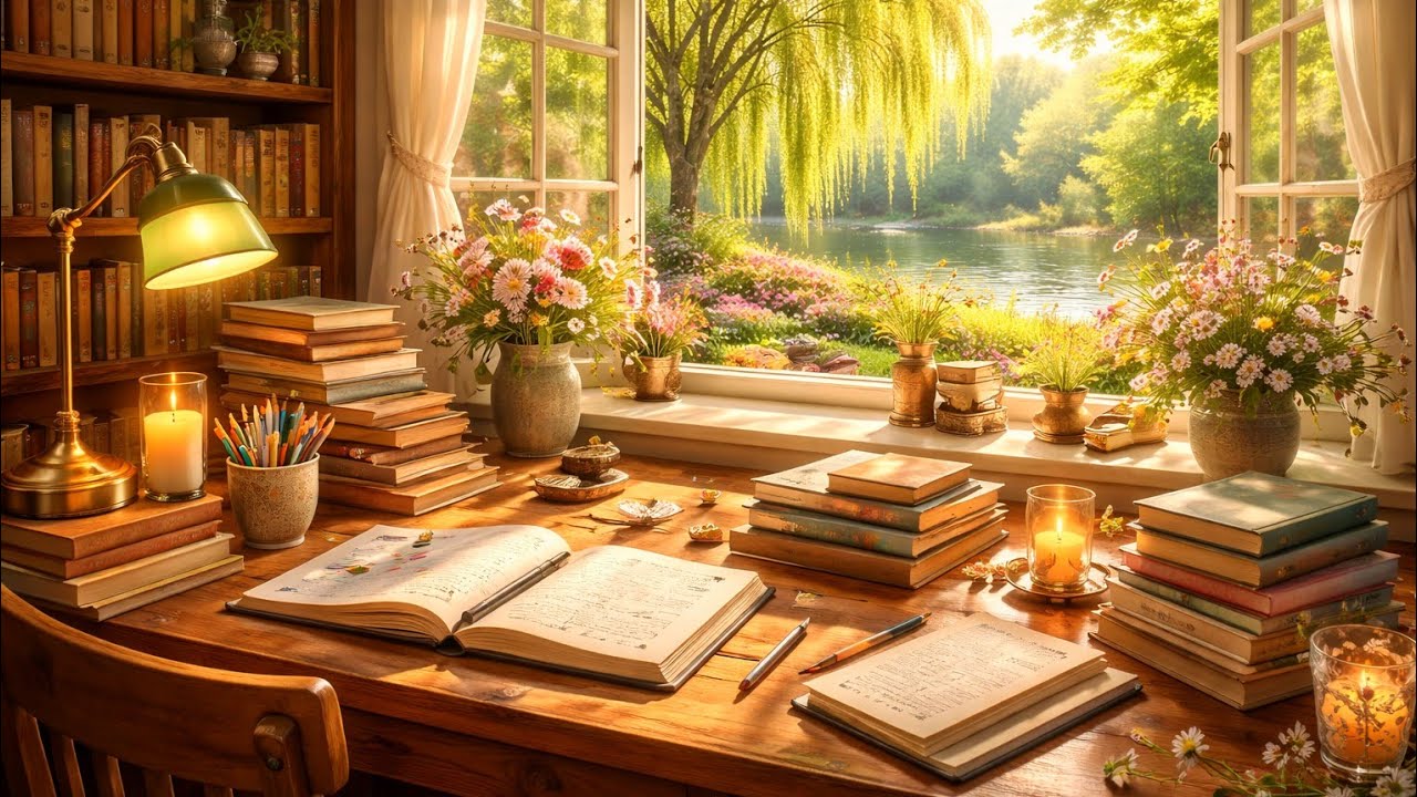 Spring Desk Ambience 🌸 Study, Read & Journal with Birds & Bees (2 Hours, No Music)