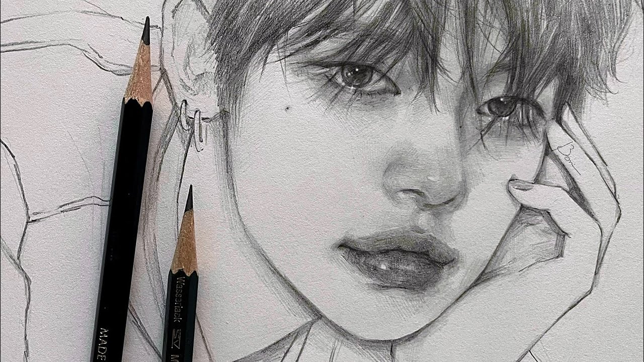 차분하게 그리는 연필 인물화 . 투바투 연준 . Drawing TXT Yeonjun . Pencil Portrait