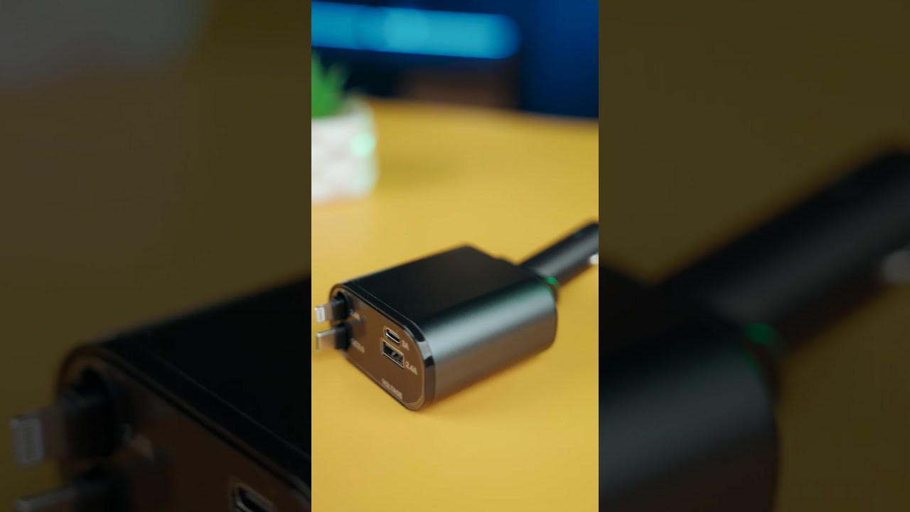 Green Lion Retractable 50w Car Charger With Type-C Lightning Cable.