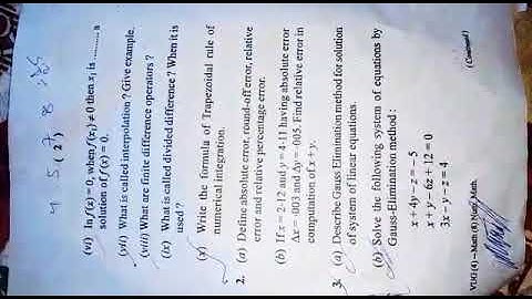 Vbu Previous Year maths Question paper sem 4 2016-19