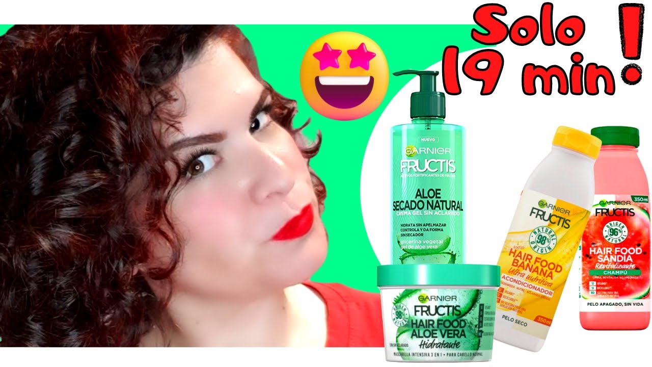⏰Cuánto se TARDA en La RUTINA Curly?🍌Fructis HAIR FOOD Garnier MÉTODO CURLY🌵+GEL  Aloe SECADO NATURAL - YouTube