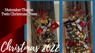 Decorating my twin trees in a nutcracker theme