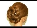 Wedding hairstyle for long hair. Hair made rose. Updo. Tutorial