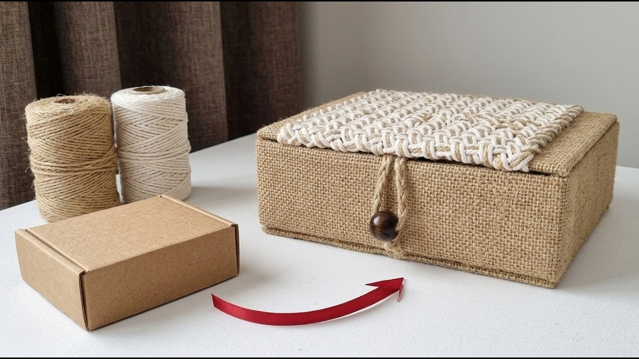 Cardboard Box to Jute Organizer | Easy Home Decor DIY - YouTube