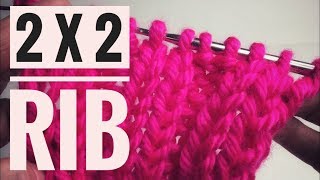 rib stitch - rib stitch knitting - knit 2 purl 2 - 2x2 rib knit