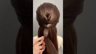 try this cute bow hairstyle hack #hair #hairtutorial #hairstyle #hacks #bow #shorts #viral #hairhack