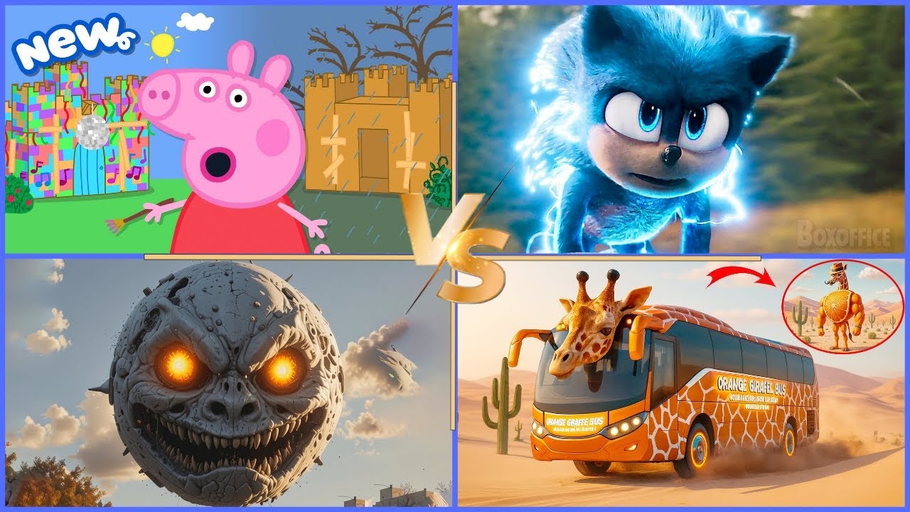 Peppa pig🆚️Sonic hedgehog🆚️Lunar moon🆚️Bus animals tiles edm 🎵 song