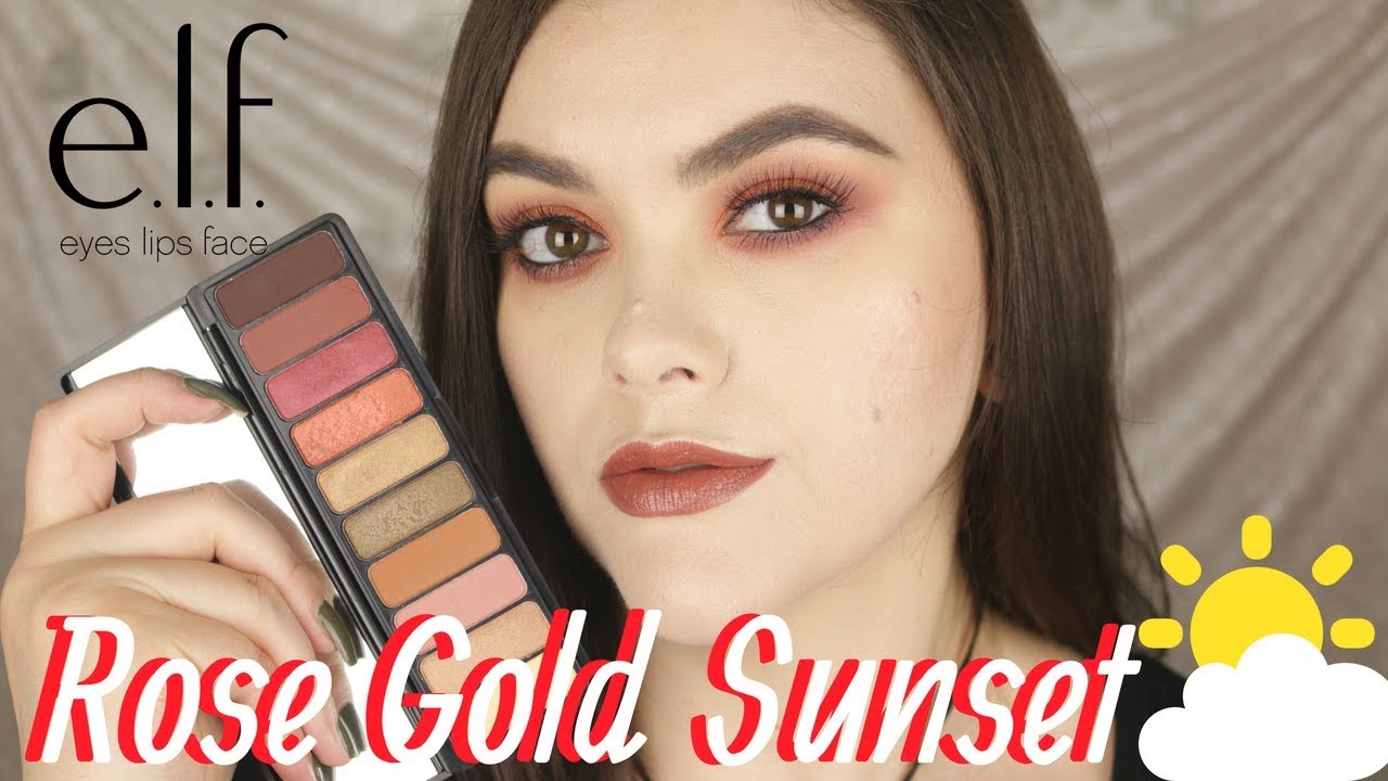 NEW ELF ROSE GOLD SUNSET EYESHADOW PALETTE REVIEW TUTORIAL YouTube