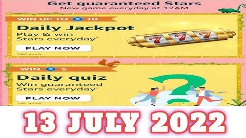 Amazon Daily Funzone Stars  Quiz Answers Today|13 July 2022 | Daily Quiz Time