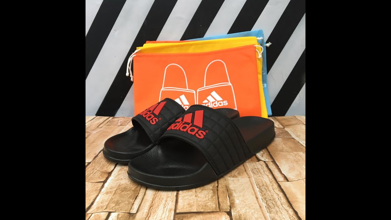  Adidas  Sandal  Black Red Review Sendal Adidas  Hitam Merah  