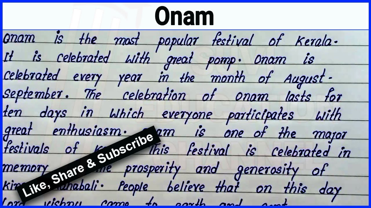 Write best English essay on Onam English Paragraph on Onam Simple easy short English essay on