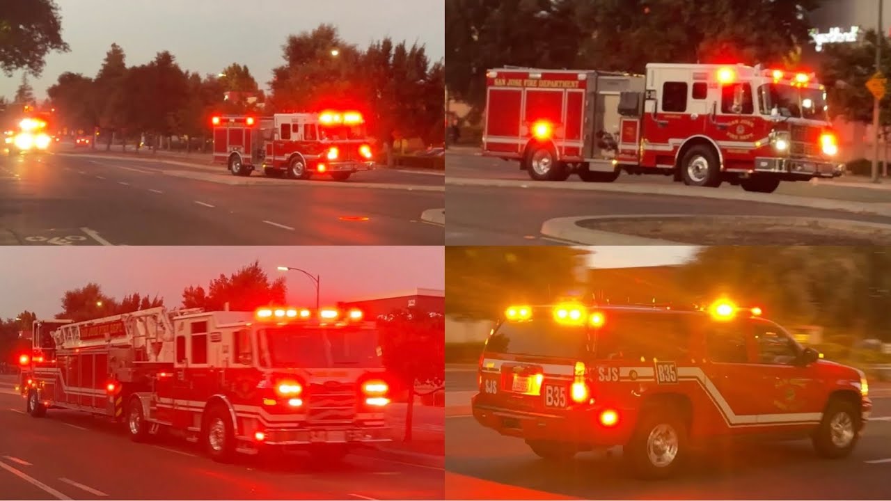 Engine 35 San Jose FD Engine 35, Truck 35, and Battalion 35 Responding - YouTube