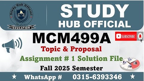 MCM499A Assignment 1 Solution fall 2025 #mcm499a #mcm499 #solution