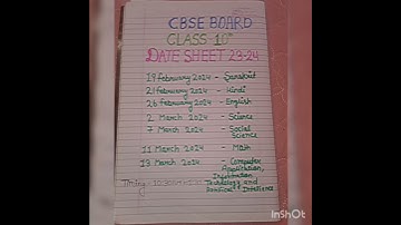 class 10 board exam date sheet 2023-2024  CBSE board