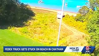 Video shows moment FedEx truck makes wrong turn, drives onto Cape Cod beach