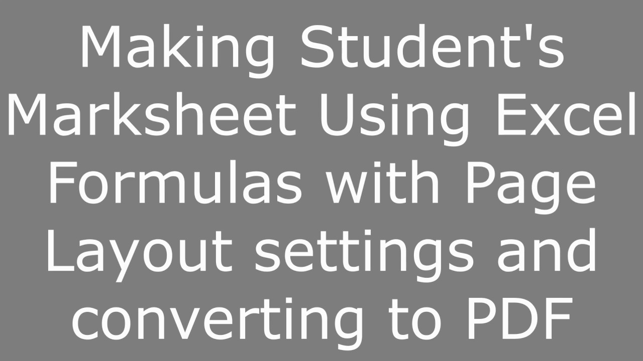 MS Excel for Grade 6