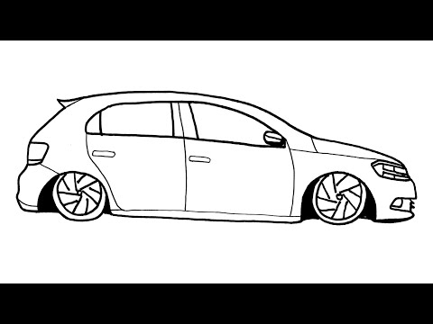 How To Draw Volkswagen Golf Step by Step - Volkswagen Golf Araba Çizimi - Çizim Mektebi Car Drawing