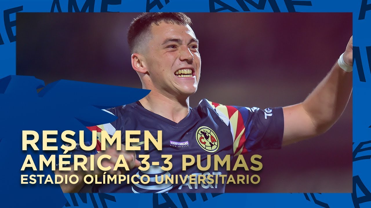 Resumen y goles América 3-3 Pumas Estadio Olímpico Universitario - YouTube