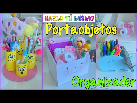 HAZLO TÚ MISMO 3 IDEAS PARA HACER PORTAOBJETOS LINDOS DE CARTÓN – RECICLAJE – REGRESO AL COLEGIO