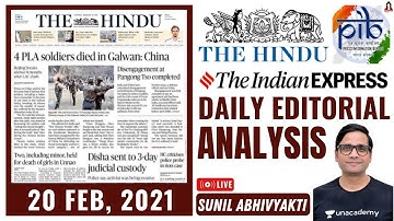 Editorial Analysis | 20 February 2021 | The Hindu | Indian Express | PIB | UPSC CSE/IAS 2021/22
