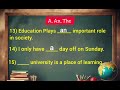 Article Exercises | A, An, The Practice Set With Answers | Article exercises for Students