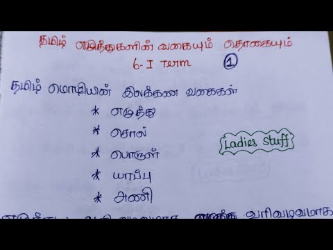 TNPSC தமிழ் இலக்கணம் (Tamil Ilakkanam) - தமிழ் எழுத்துக்களின் வகையும் தொகையும் - 6 std Term 1 - (1)