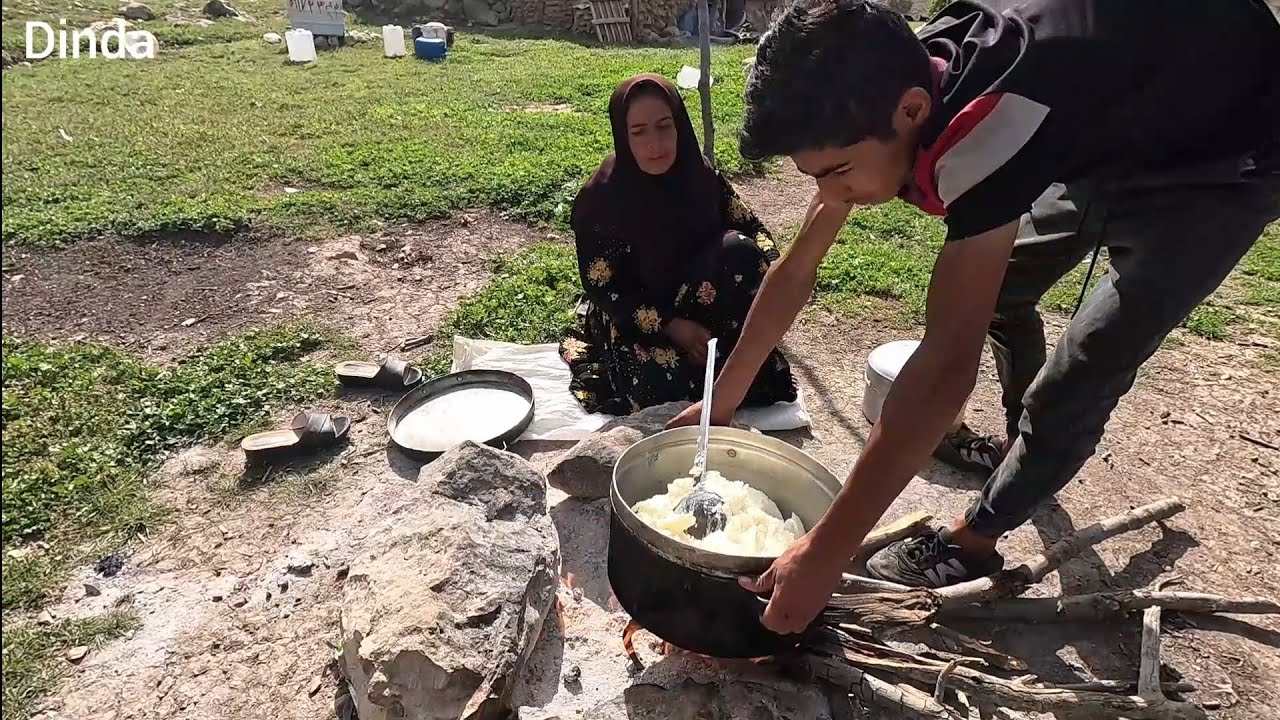 Nomadic life: steps of making oil from sheep's butter