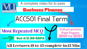 Acc501 Final term preparation || Business Finance final term preparation #vustudents #vuuniversity