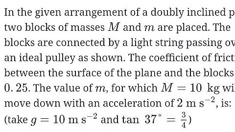 In the given arrangement of a doubly inclined plane, two blocks of masses M and m are #jeemain2024