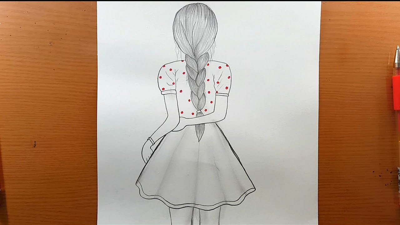 Uma menina com cabelos bonitos Desenho a lápis / Como desenhar uma