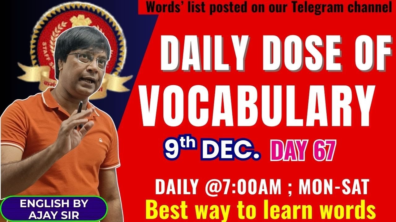 📚 DAILY DOSE OF VOCABULARY 📚 || DAY 67 ||English By Ajay Sir {सीधी बात No Bakwas} 