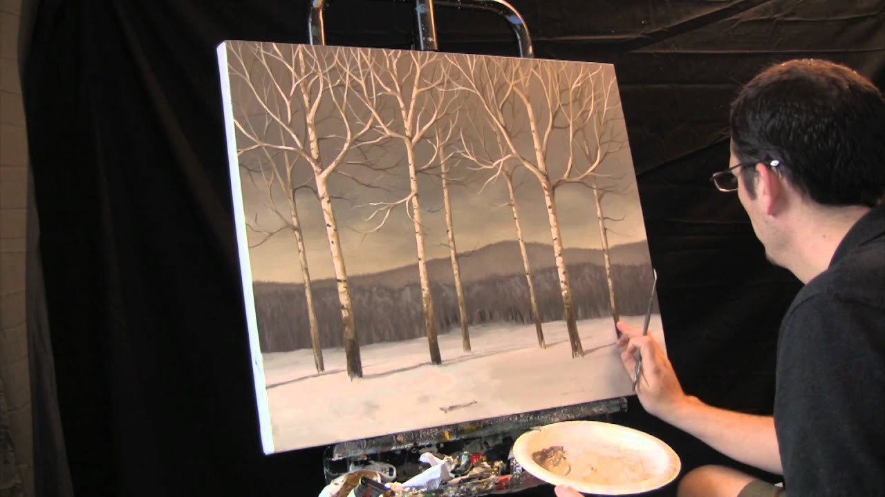 Time Lapse Winter Landscape Birch Trees Painting By Tim