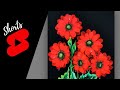 🔴 ELEGANT RED FLOWERS painting using Round Brush #Shorts